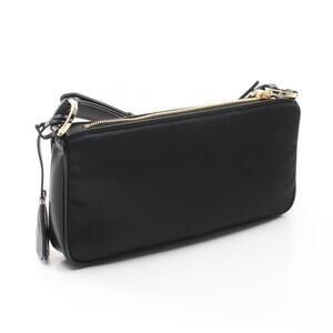 Prada VITELLO Shoulder Bag Nylon Black Leather Tessuto